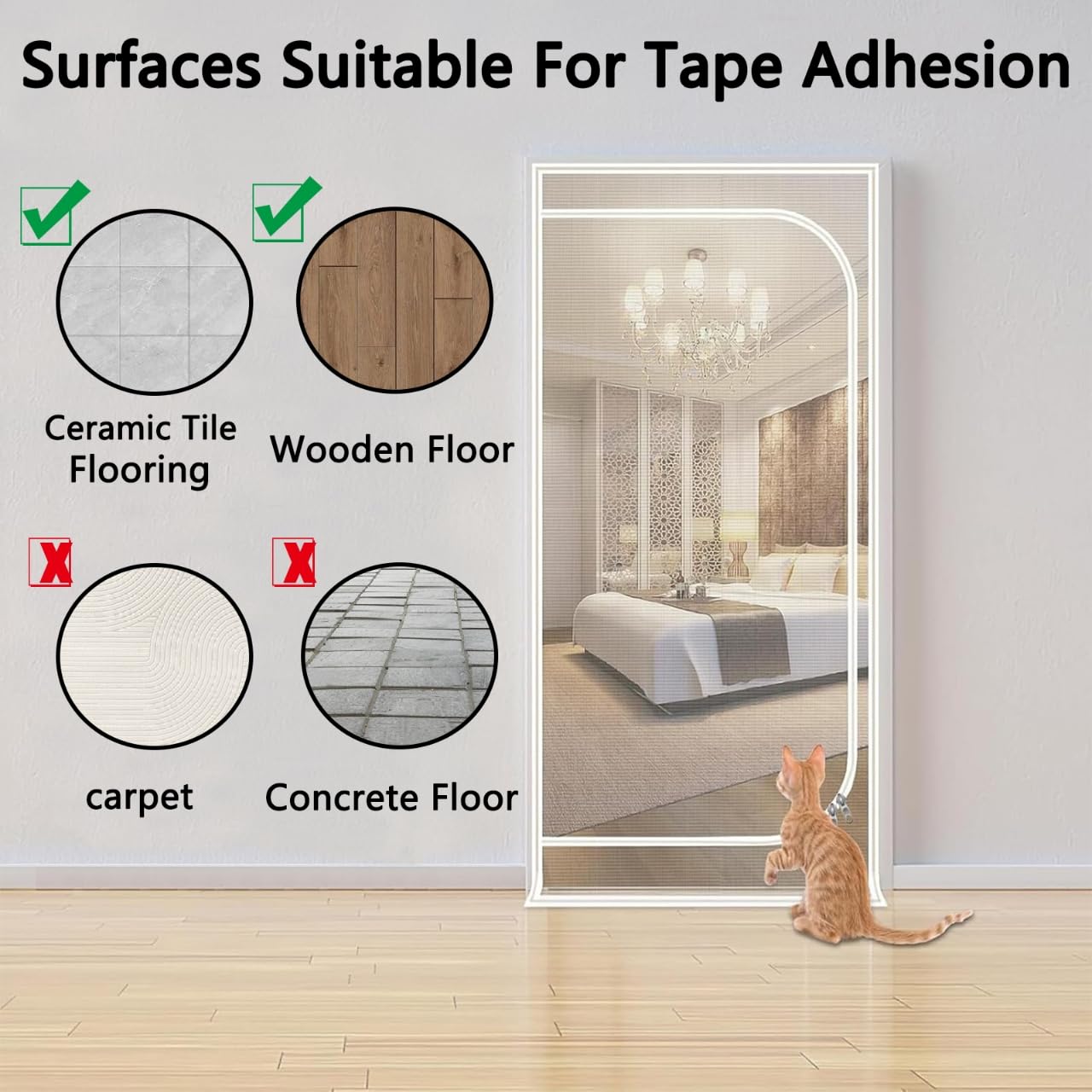 QWR reinforced cat screen door kitchen use shows practical doorway solution