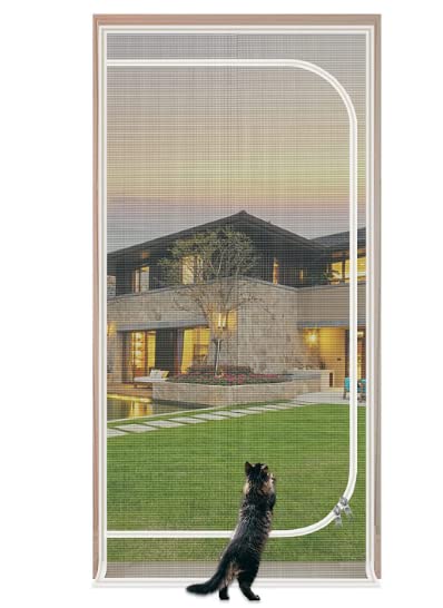 QWR Upgraded Pet Screen Door front view showing durable mesh for safe airflow.