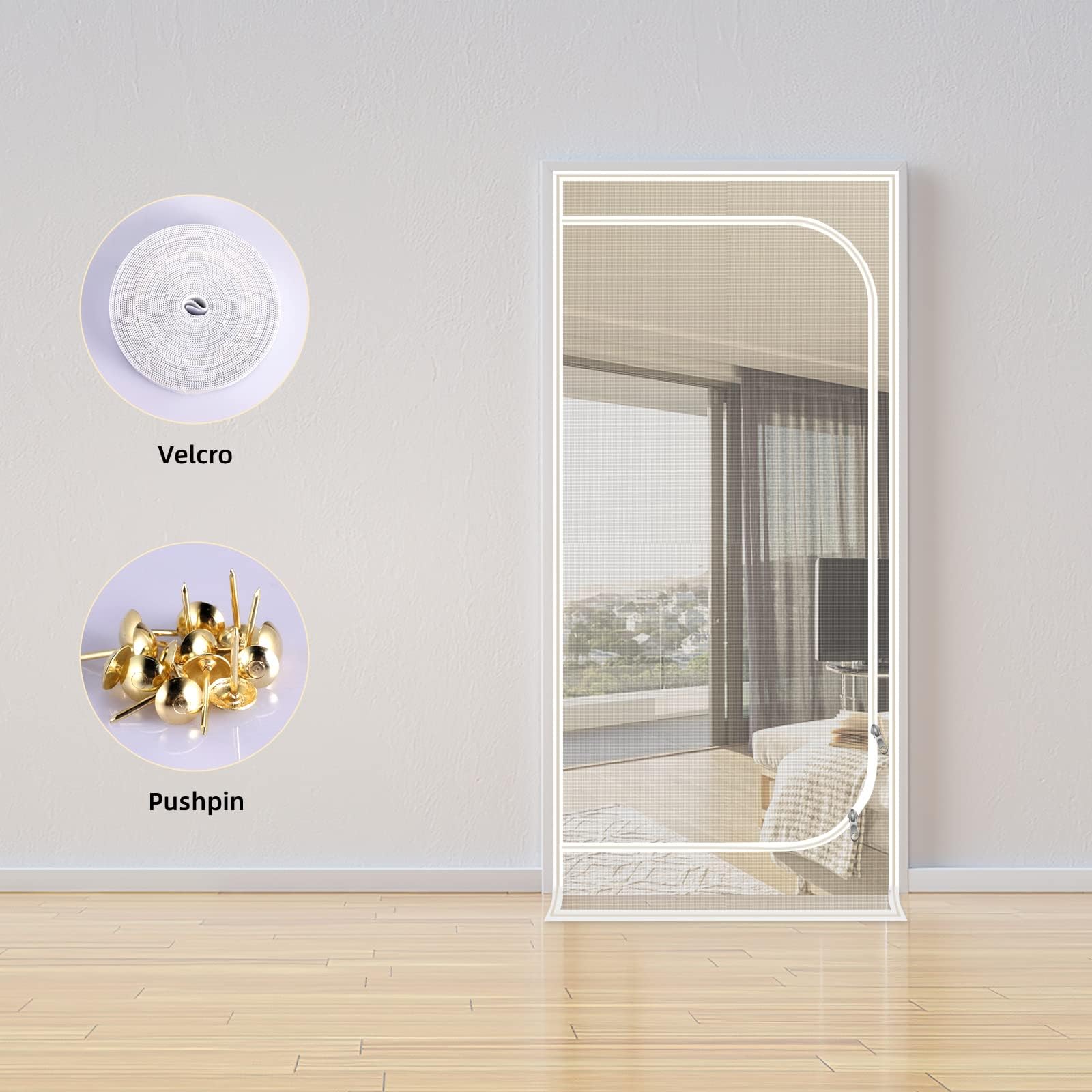 QWR Upgraded Pet Screen Door in living room with airflow and pet-friendly convenience.