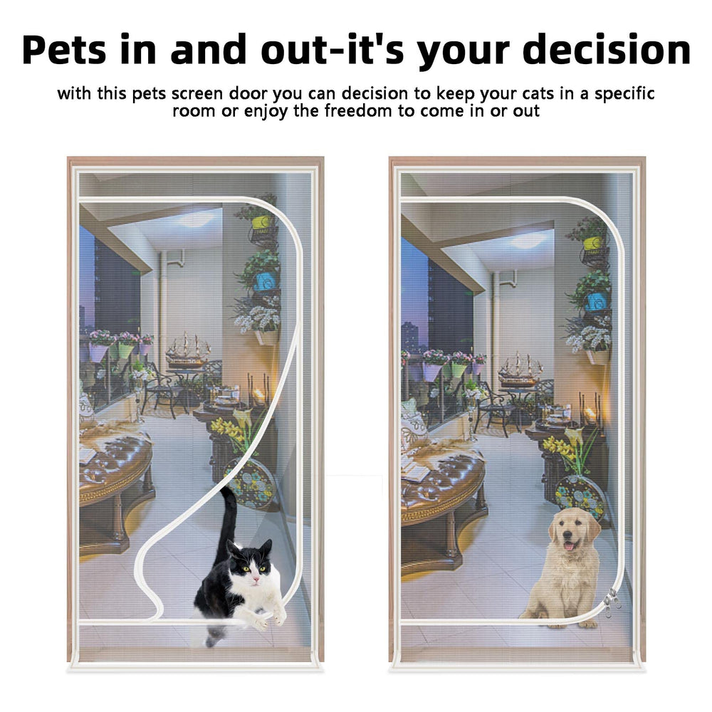 QWR Upgraded Pet Screen Door strengthened stitching counters tearing from active pets.