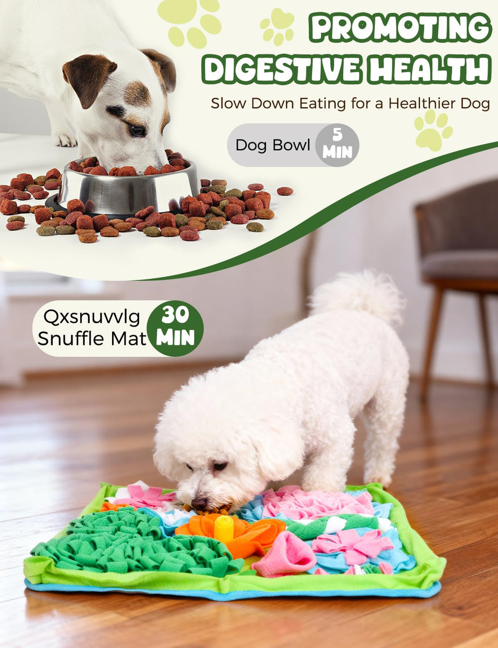 Qxsnuvvlg Snuffle Mat non-slip bottom keeps it steady during treats.