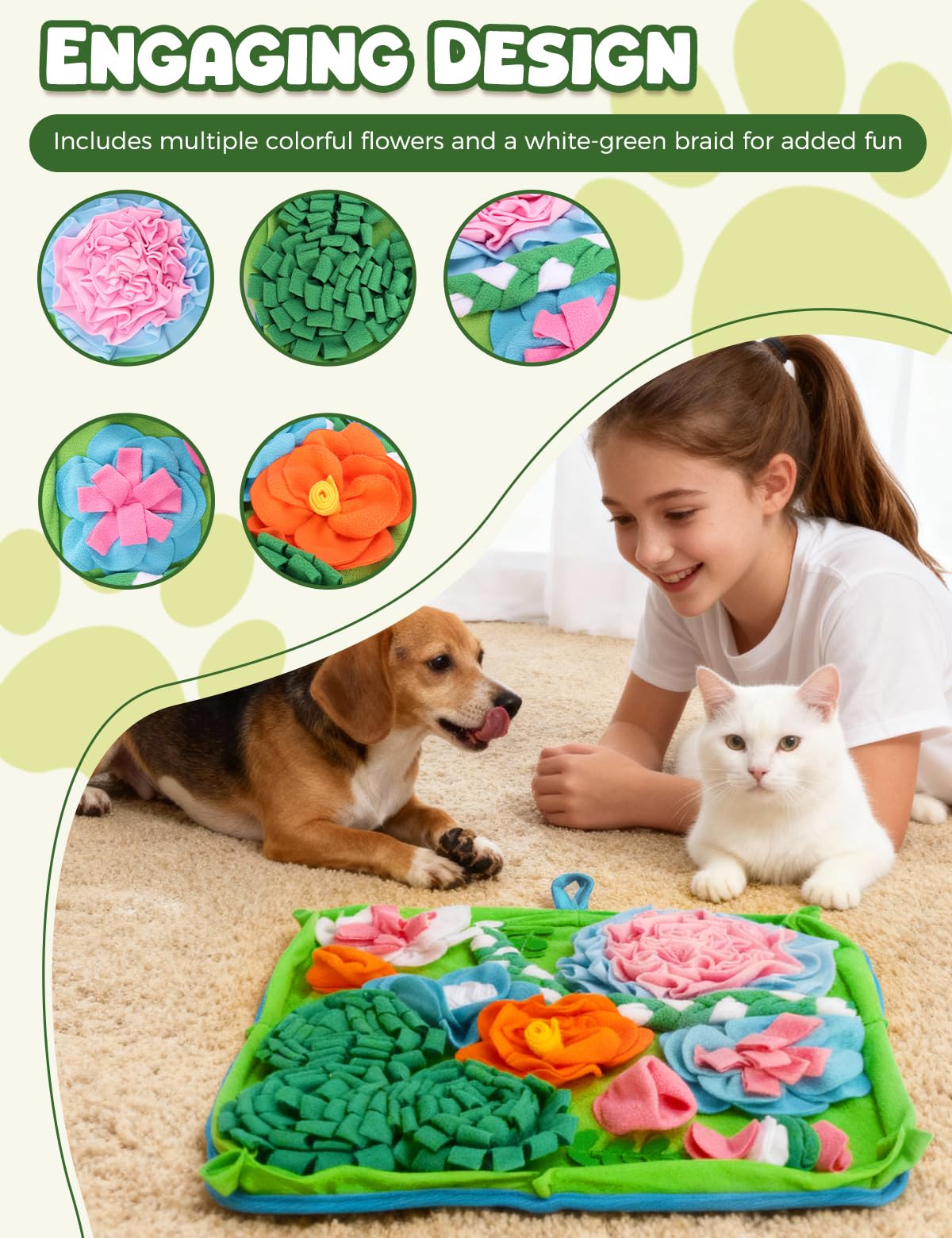 Qxsnuvvlg Snuffle Mat textured design aids digestion by encouraging careful sniffing.