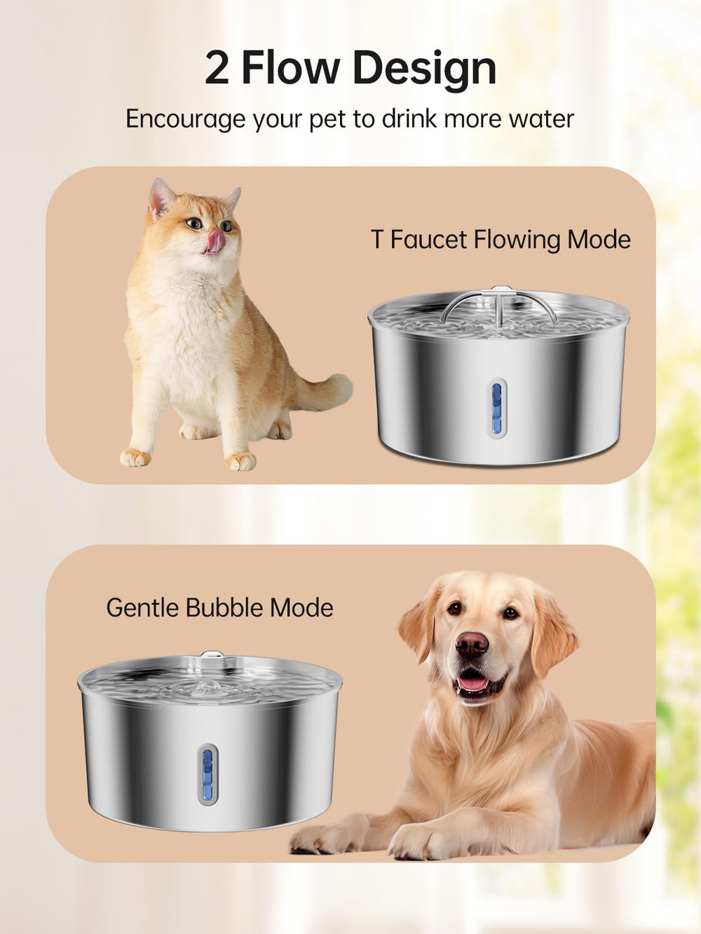Qzkragt deep, wide water tray supports dogs of all sizes.