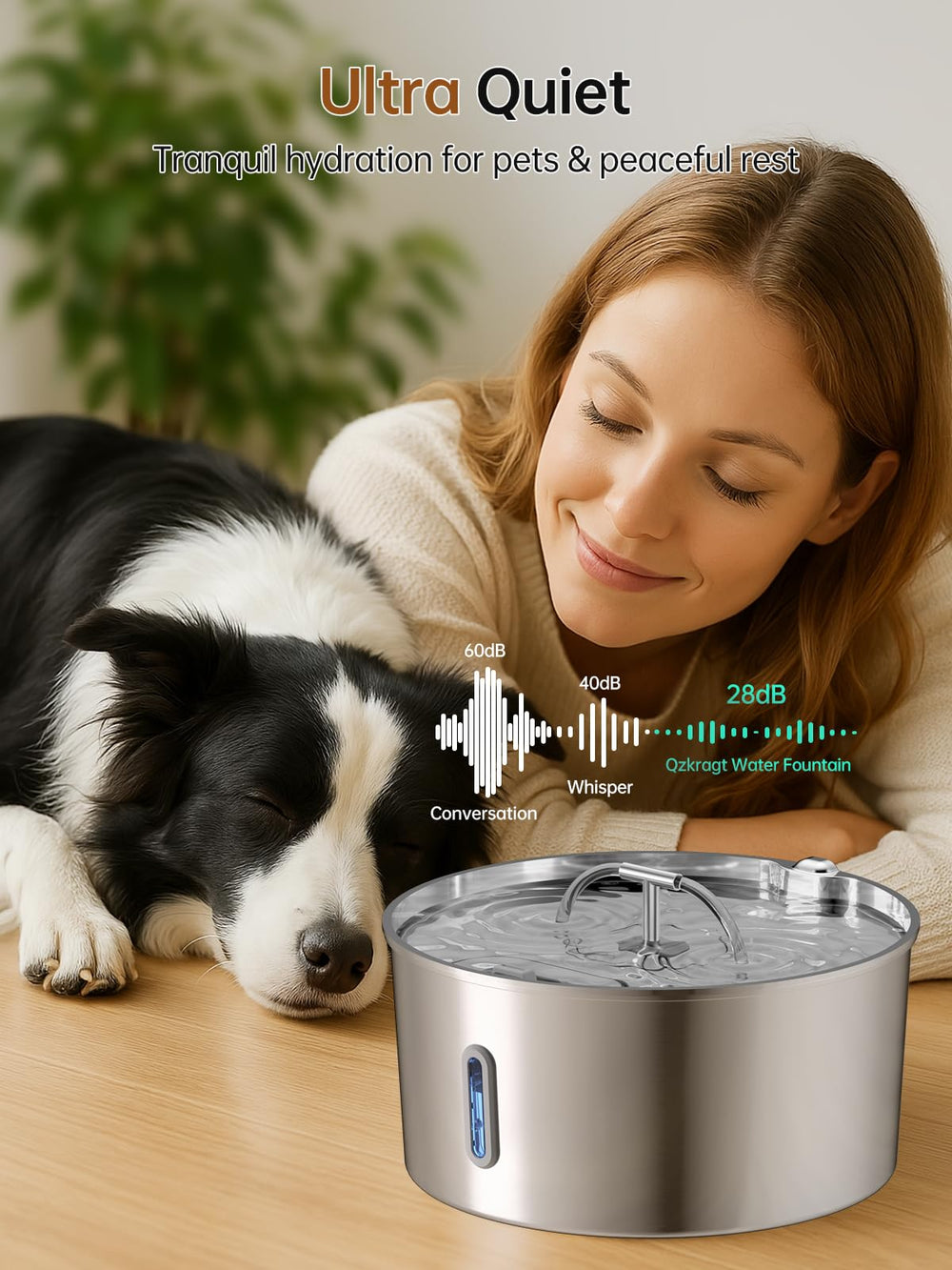 Qzkragt dual-stream faucet encourages pet drinking with flowing water.
