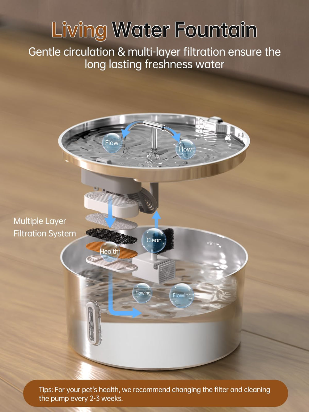 Qzkragt transparent water-level window shows level at a glance.