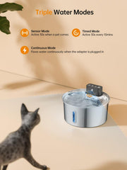 Qzkragt Wireless Cat Water Fountain 4000mAh battery enables cordless operation during outages or trips.
