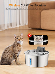 Qzkragt Wireless Cat Water Fountain cordless design enables flexible placement and safer corners.