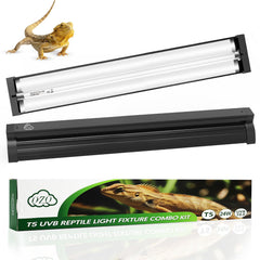 QZQ T5 UVB reptile light fixture front view ideal for basking areas.