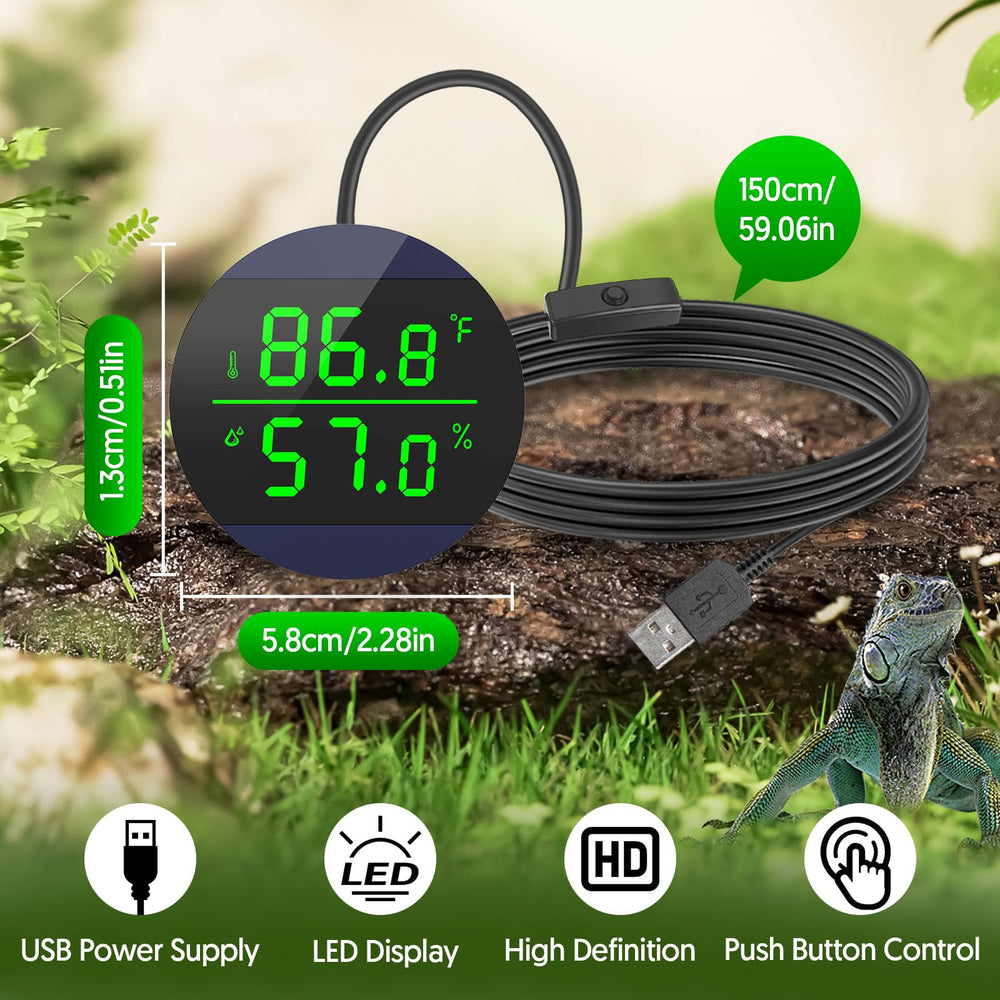 QZQ terrarium-compatible gauge suits chameleons geckos and lizards for reliable climate checks