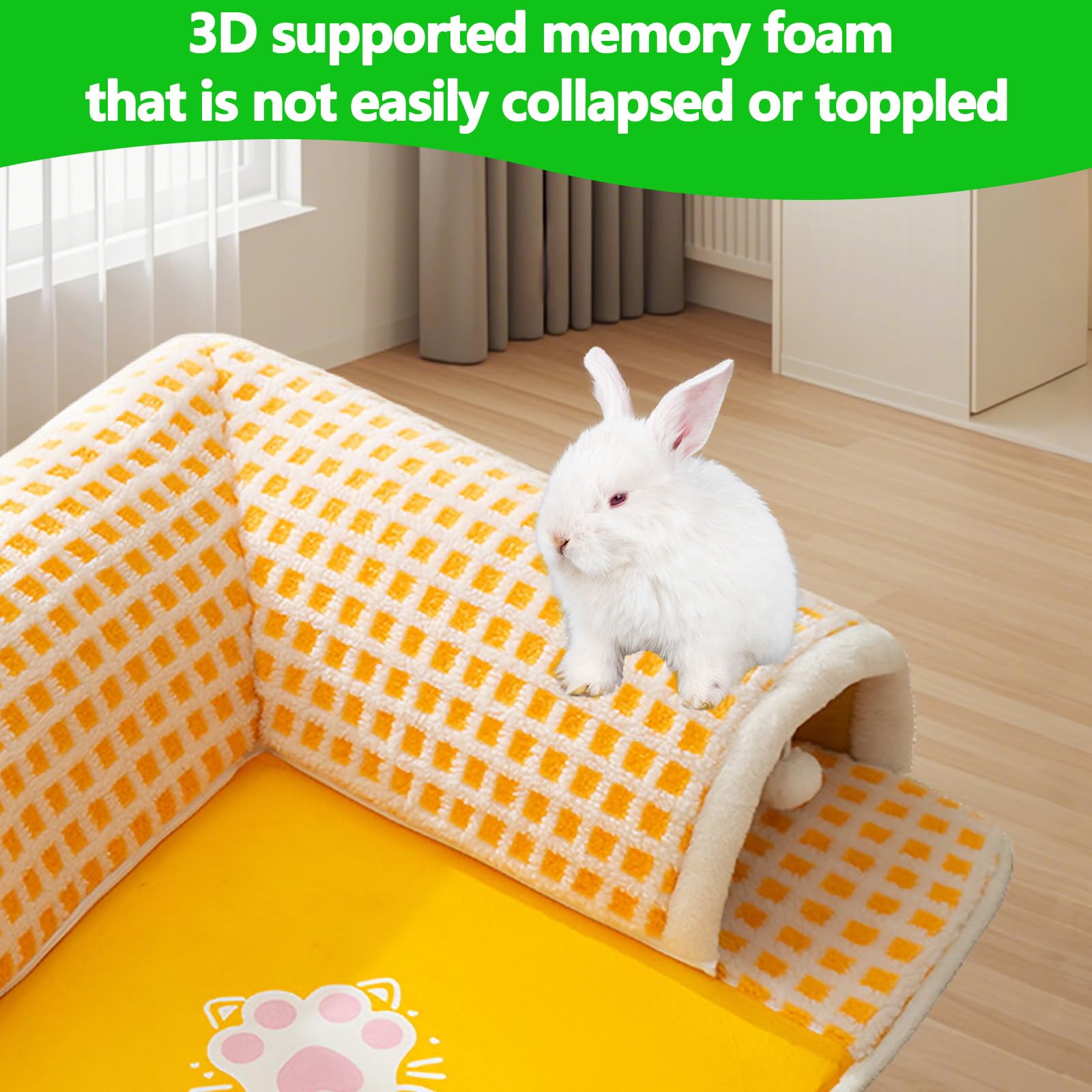 Rabbit Tunnel Hideout House color yellow blue contrasts attractively for cozy pet corners
