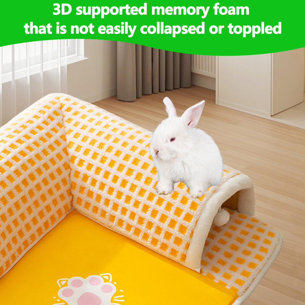 Rabbit Tunnel Hideout House color yellow blue contrasts attractively for cozy pet corners