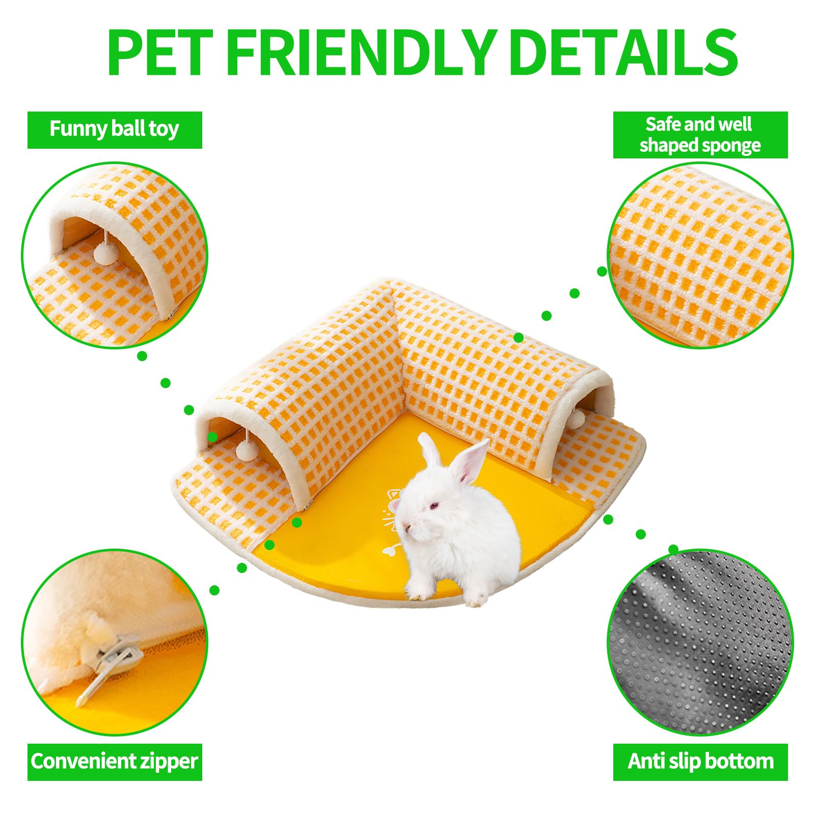 Rabbit Tunnel Hideout House detachable tunnel clean communicates easy machine washing for busy owners