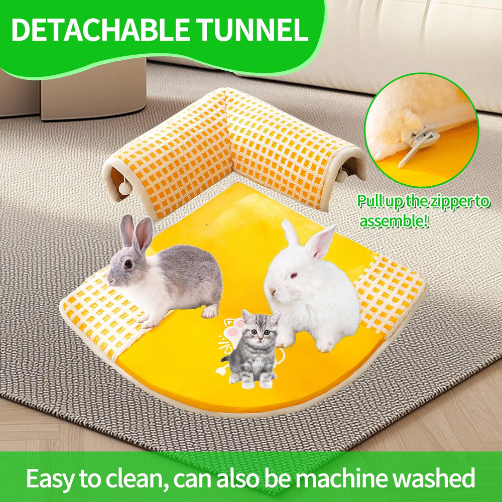 Rabbit Tunnel Hideout House small-pets setup shows safe play area for rabbits and hamsters
