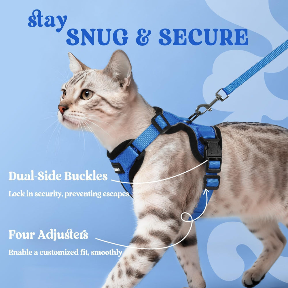 Rabbitgoo arnés-gato-tallas-guia: mide cuello y pecho para un ajuste ideal.