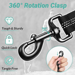Rabbitgoo bungee leash with shock absorption extends to 72 inches for smooth pulls.
