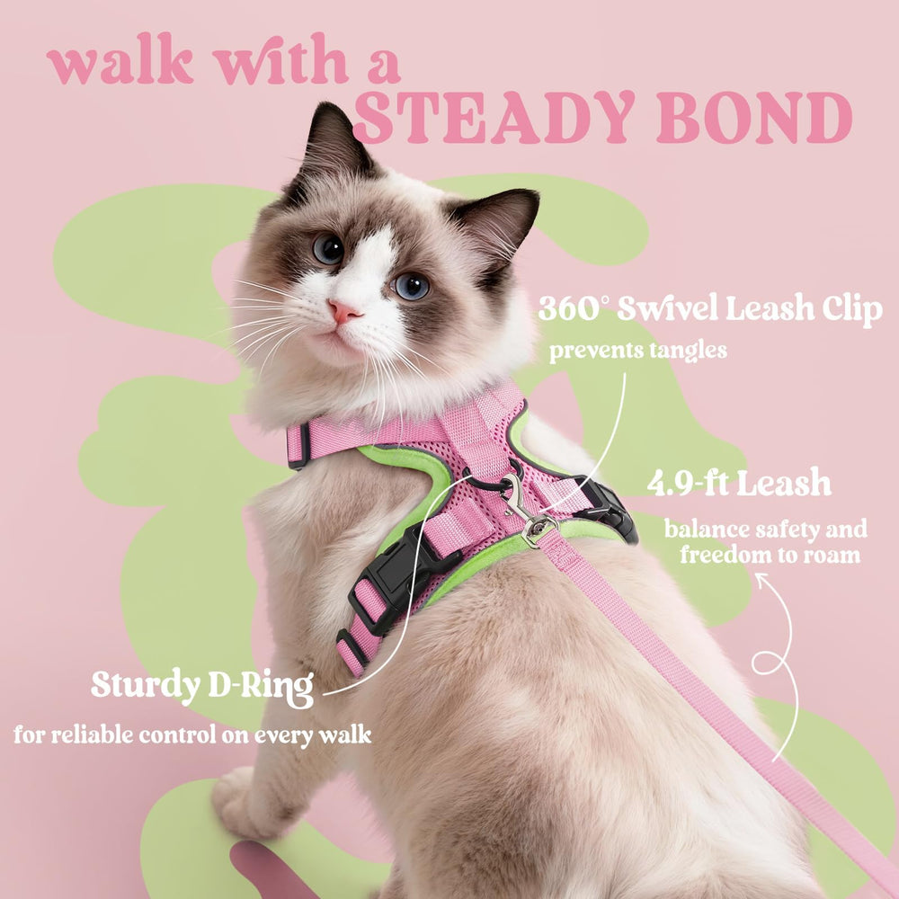 Rabbitgoo cat harness adjustable straps ensure a comfortable, secure fit.