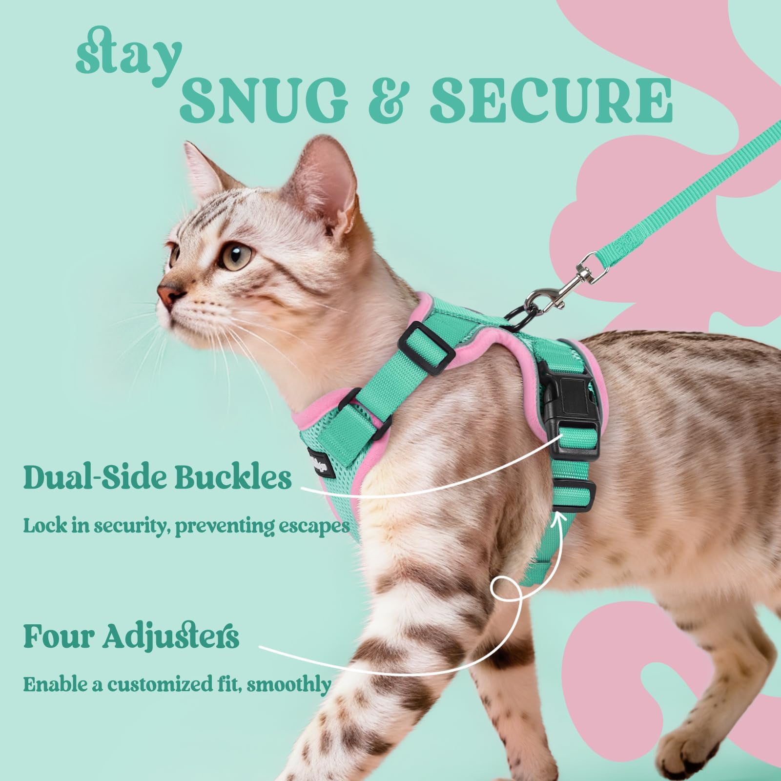 Rabbitgoo harness four adjustable straps for a precise, comfy fit