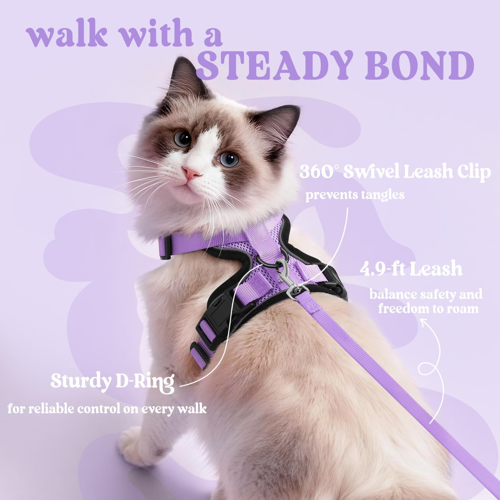 Rabbitgoo cat harness dual buckles escape-proof adds secure closure for confident trips