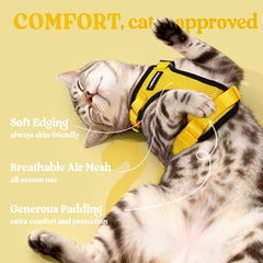 Rabbitgoo cat harness with four adjustable straps for a customizable, comfy fit.