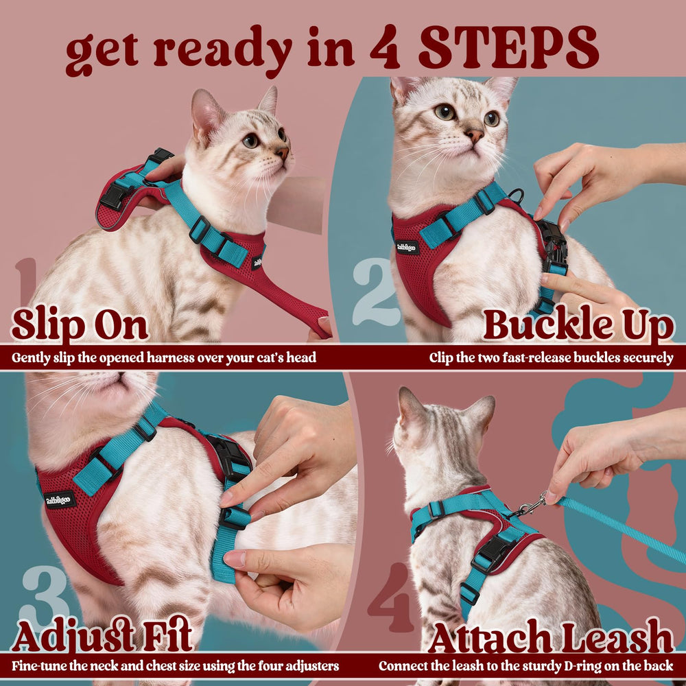 Rabbitgoo cat harness vest-design provides cozy, evenly distributed pressure for exploration