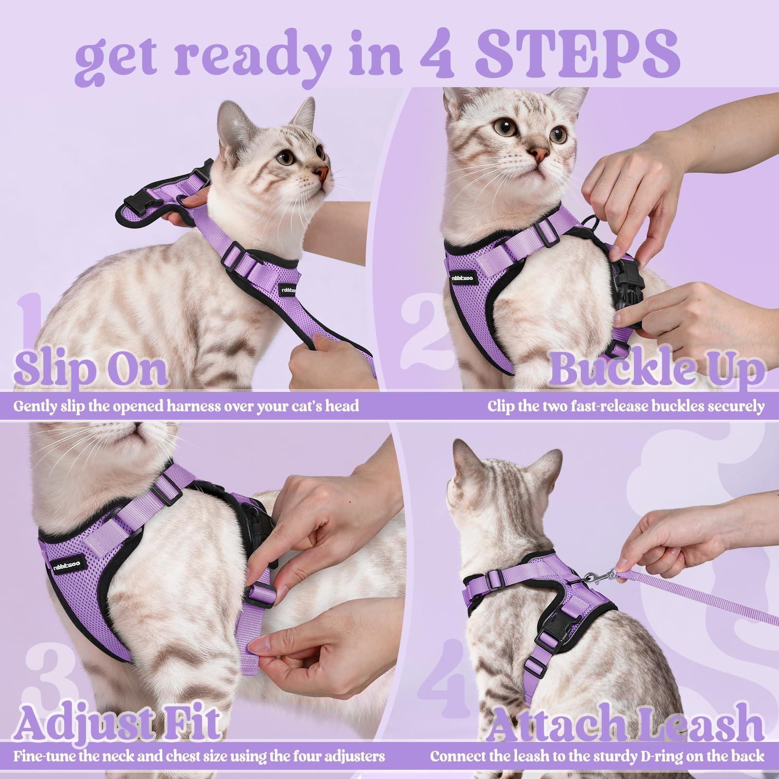 Rabbitgoo harness offers calming comfort during vet visits for anxious cats.