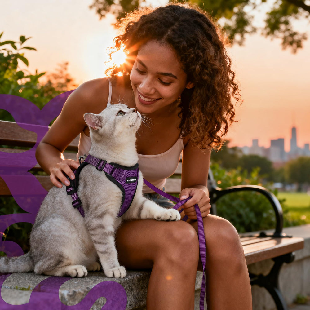 Rabbitgoo vet-visit comfort harness supporting calm, controlled moments.