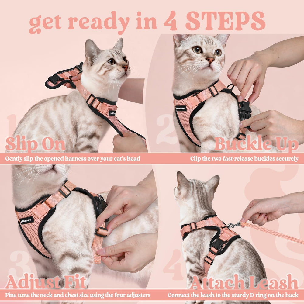 Rabbitgoo vest-style harness provides calming comfort during vet visits.