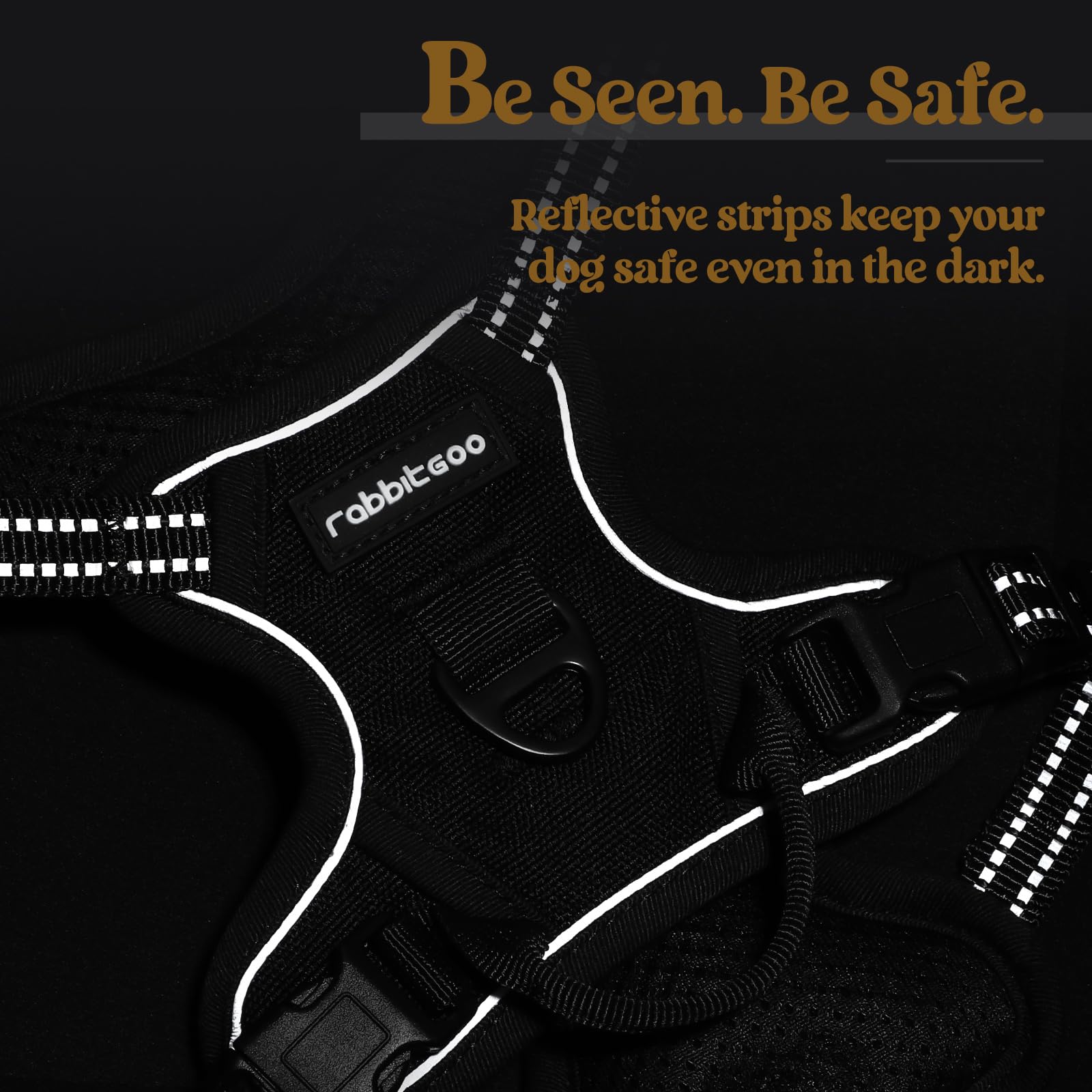 Rabbitgoo adjustable 4-strap system ensures snug fit as your dog grows