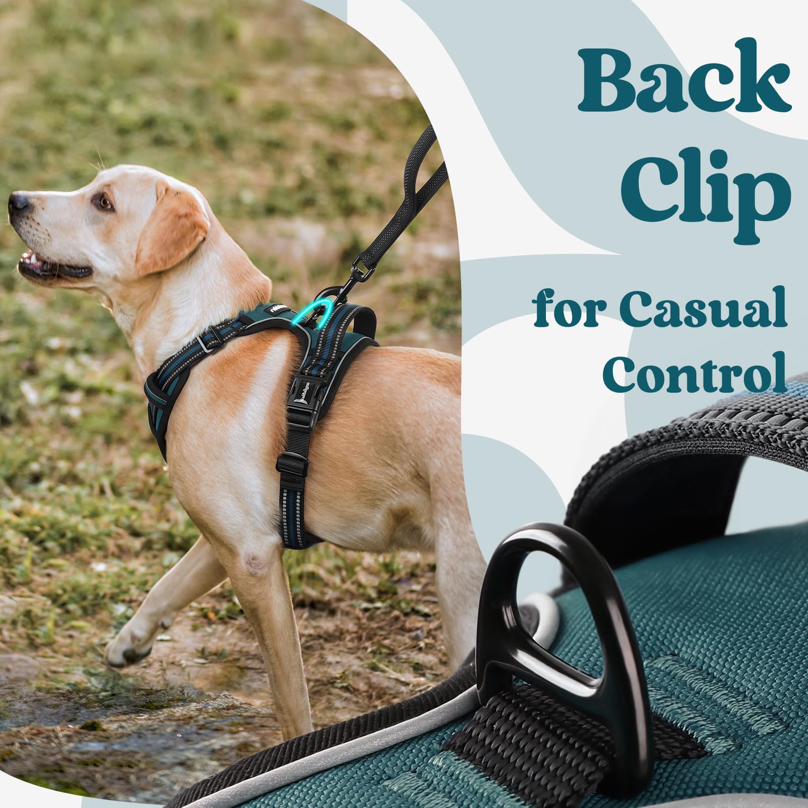Rabbitgoo dog harness reflective-stitching boosts visibility for nighttime strolls