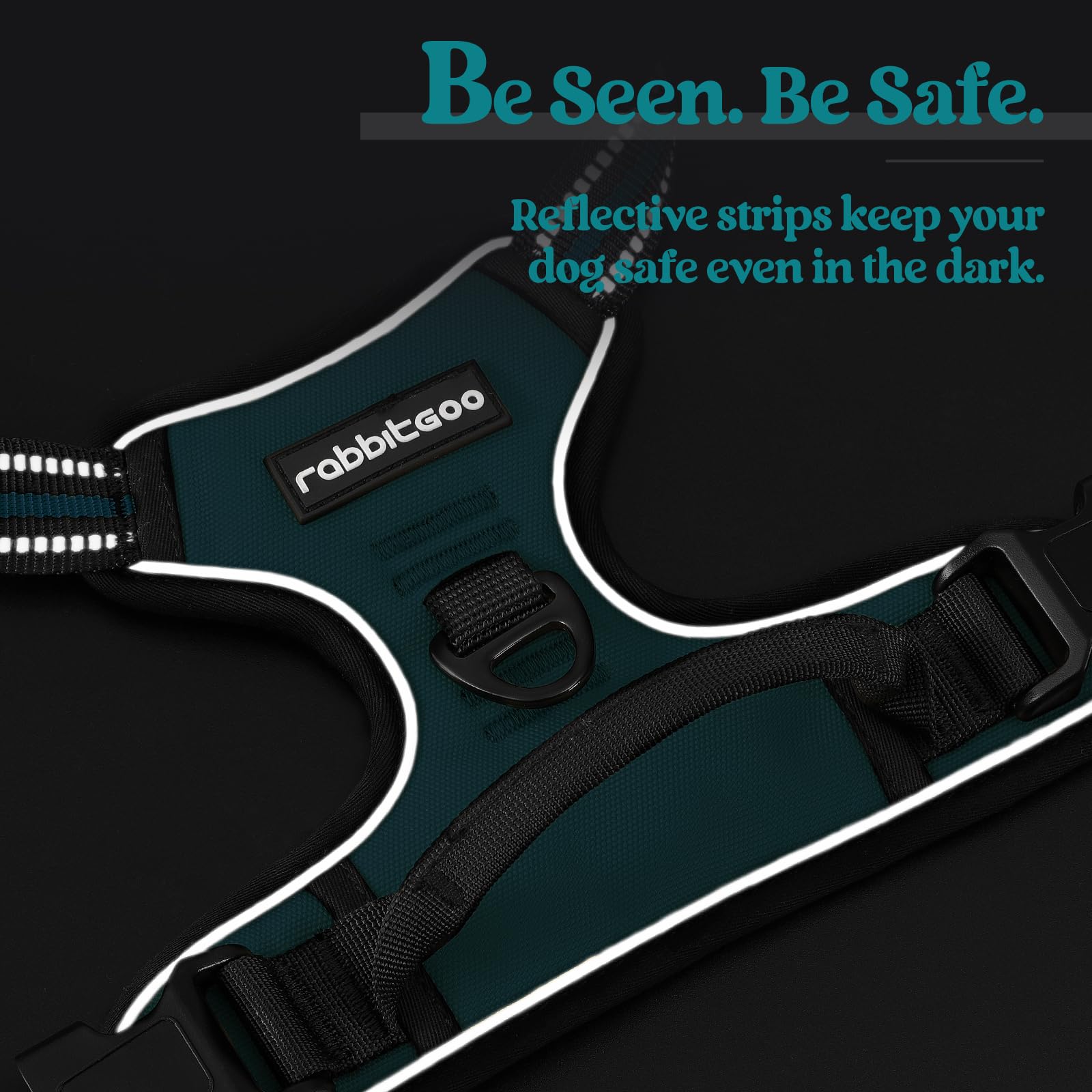 Rabbitgoo dog harness fully adjustable straps ensure a secure fit.