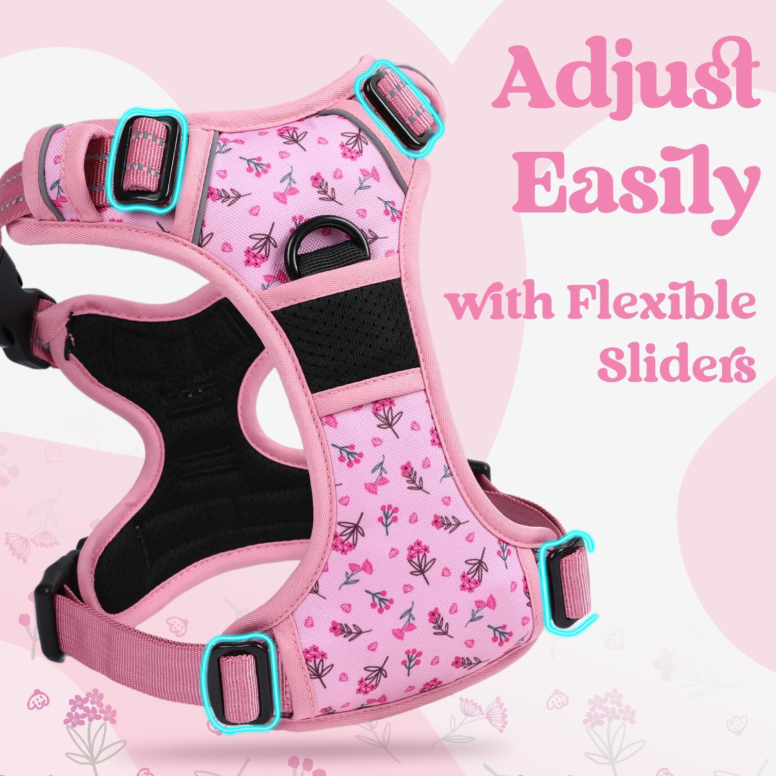 Rabbitgoo large harness shows breathable air mesh for cool wear.