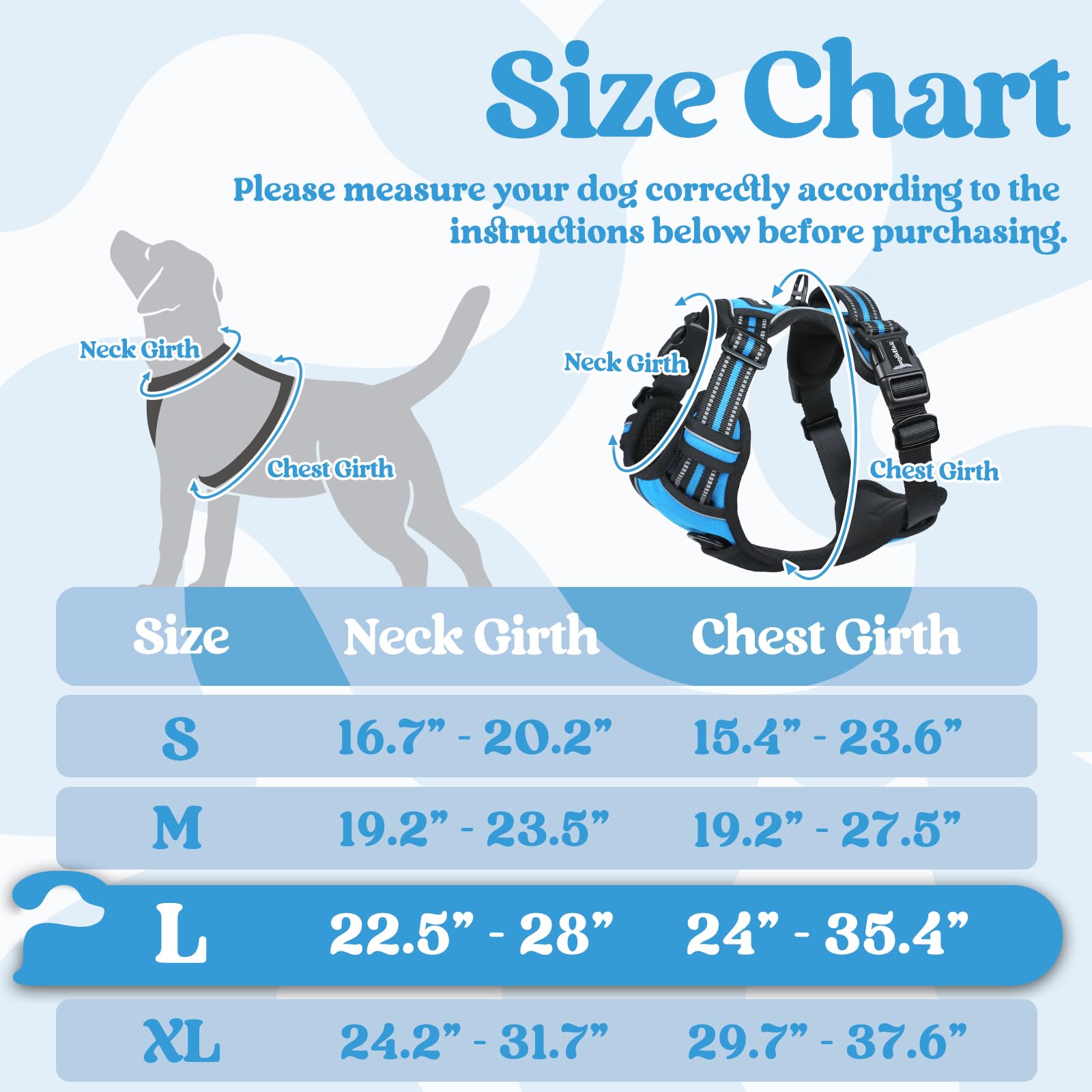 Rabbitgoo dog harness side view highlights adjustable straps for growing dogs.