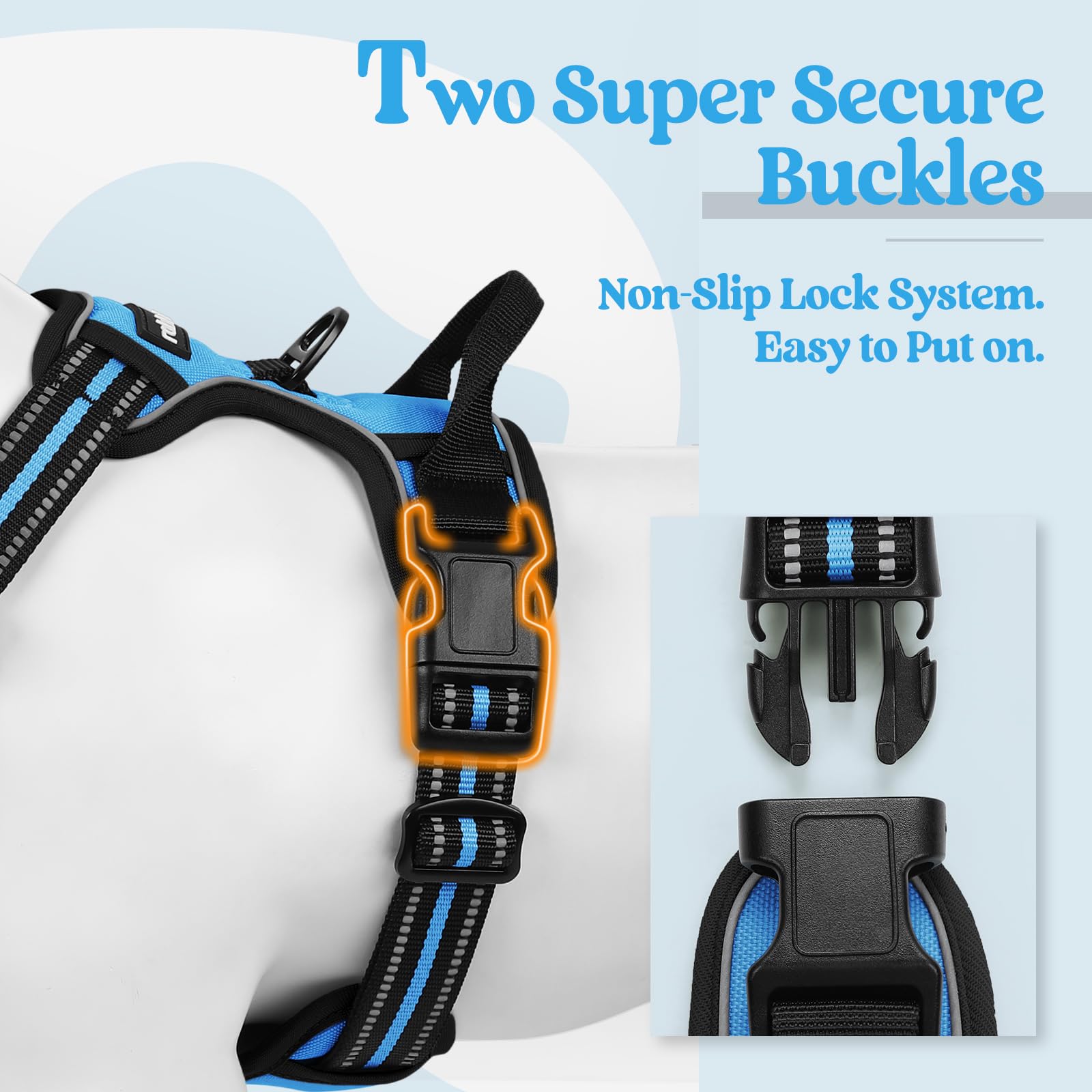Rabbitgoo harness back view with dual clips for versatile walking
