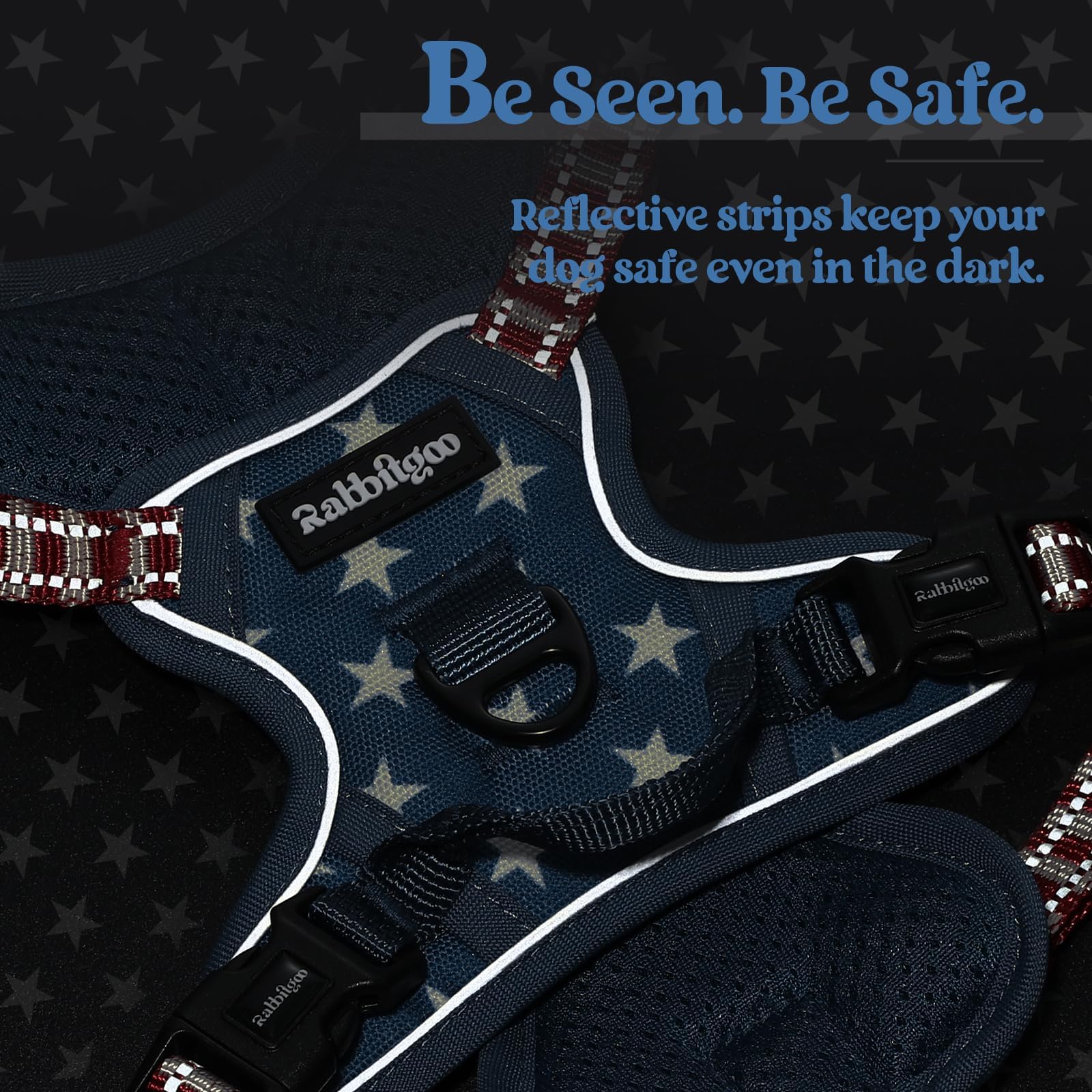 Rabbitgoo reflective strips blue star XS improve visibility day and night.