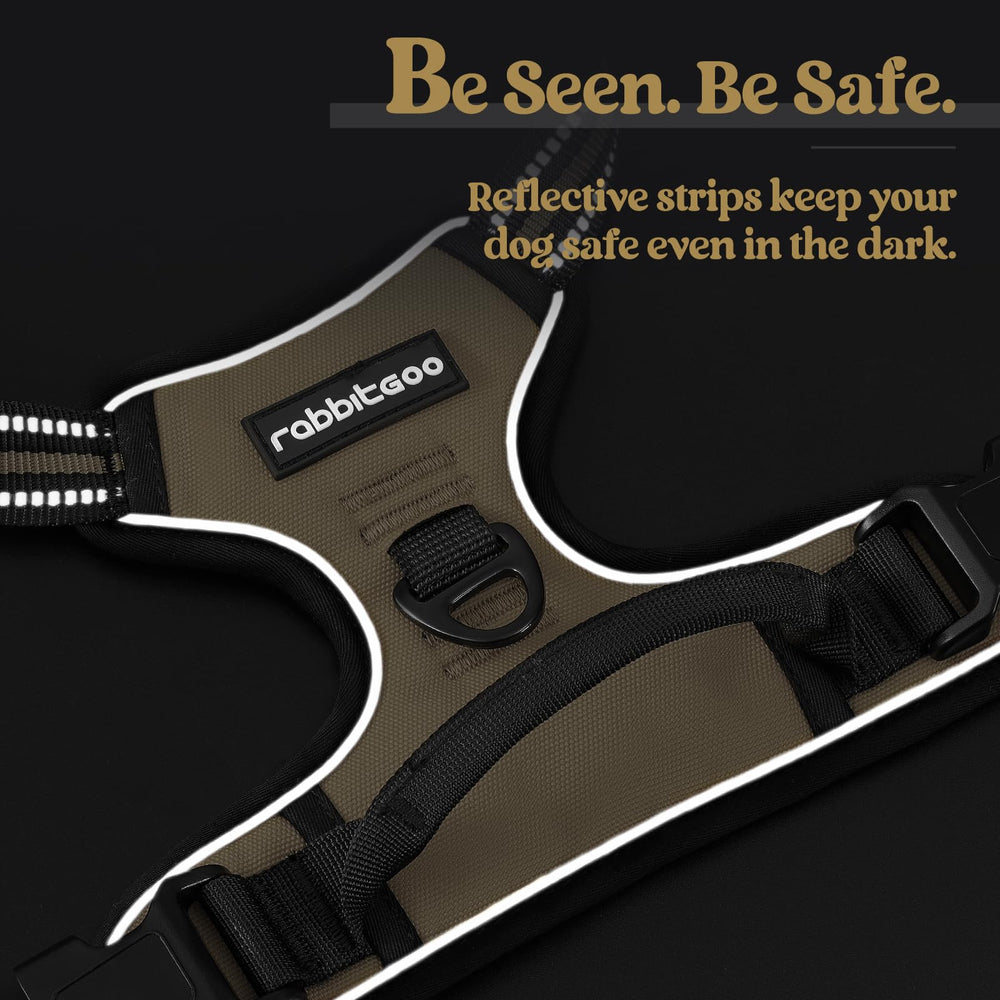 Rabbitgoo dog harness no pull reflective strips boost night safety
