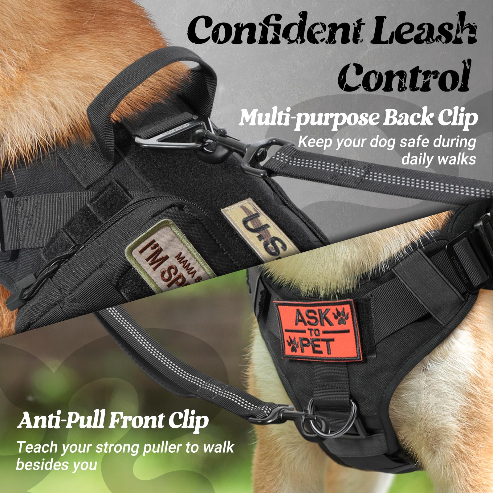 Rabbitgoo dog harness padded shoulders and breathable mesh keep dogs comfortable.
