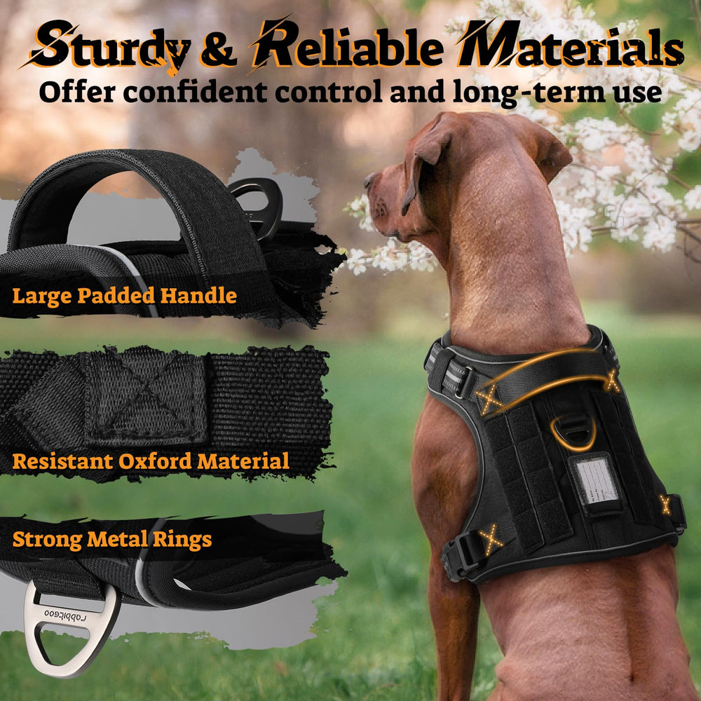 Reflective stripes on Rabbitgoo harness enhance visibility during night walks.