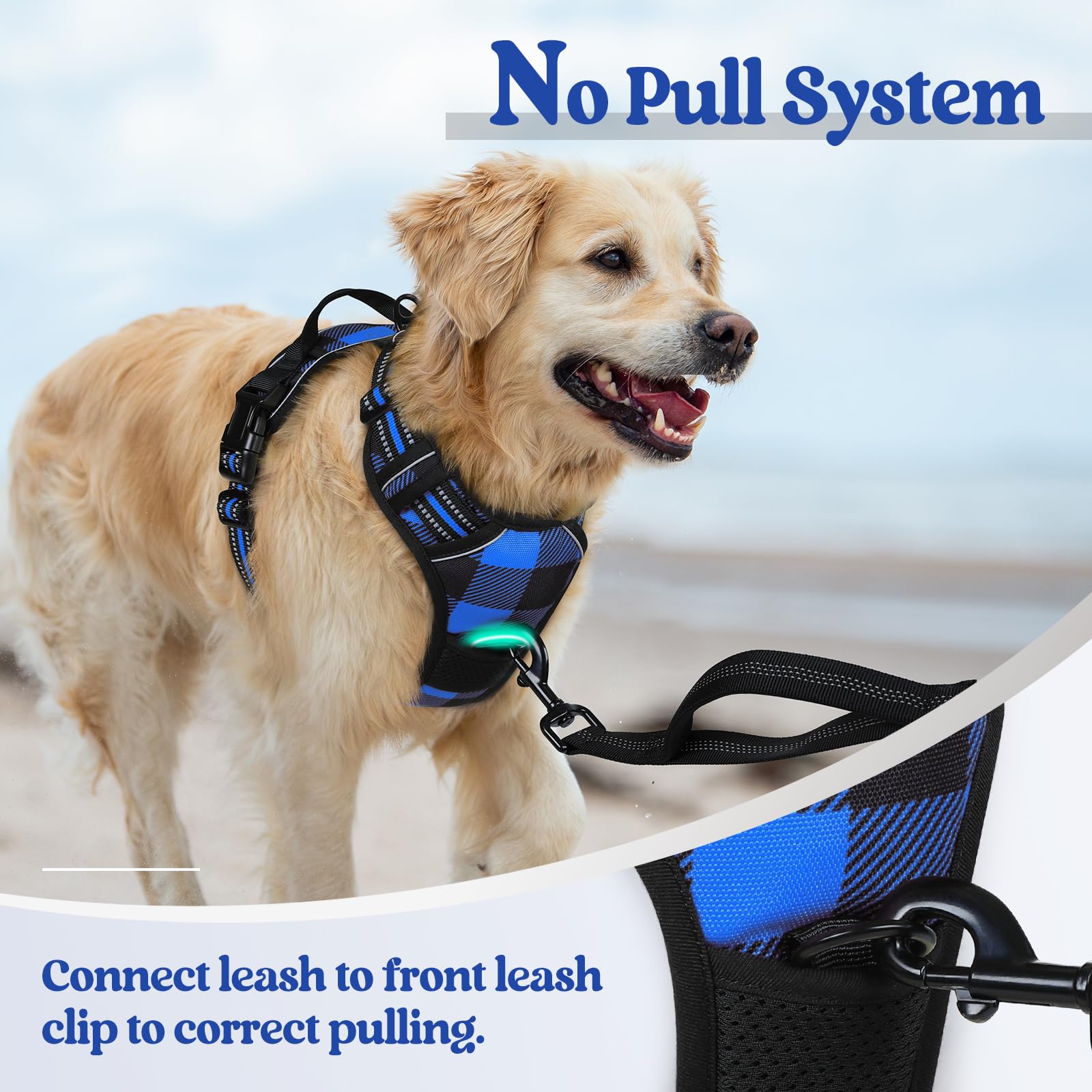 rabbitgoo dog harness reflective strips seen for safer walks at night