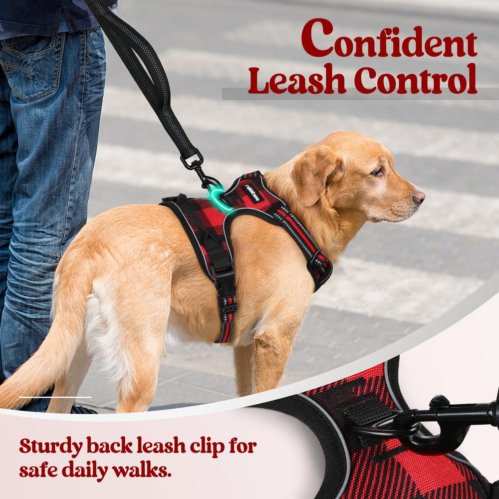 rabbitgoo dog harness reflective strips visible in low light for safety