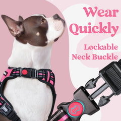 Rabbitgoo rose pink harness front view with padded edges for comfort