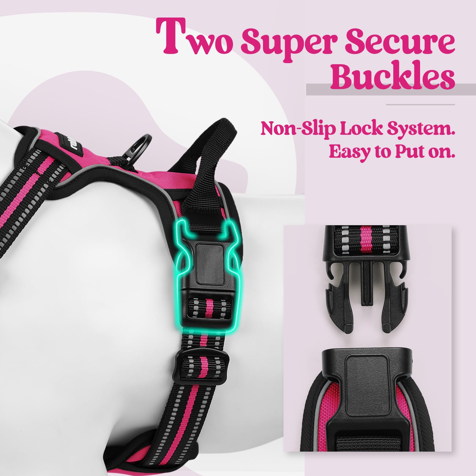 Rabbitgoo two-leash-rings back-clip design for versatile walks.