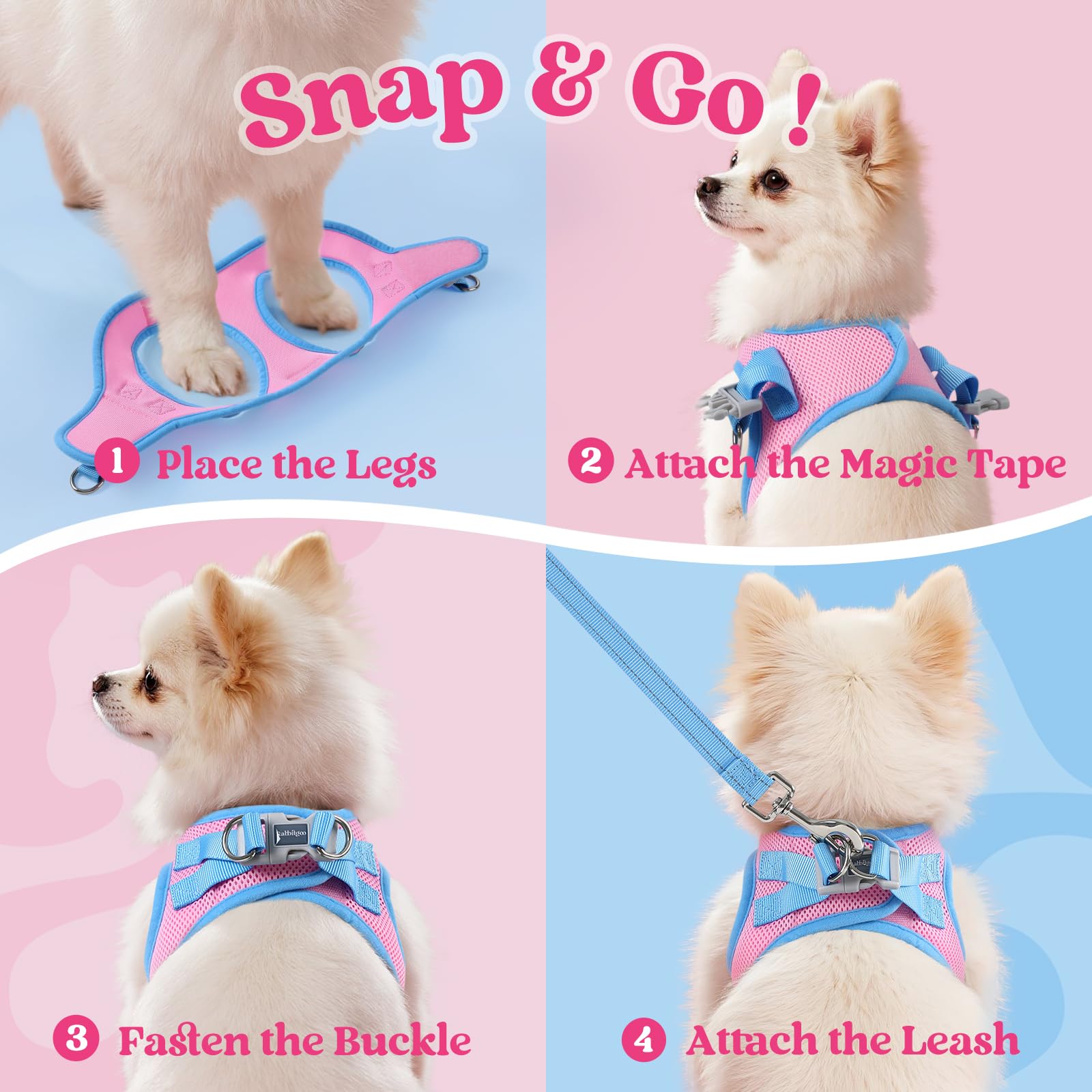 Rabbitgoo dog harness XS lightblue breathable mesh keeps small dogs cool.