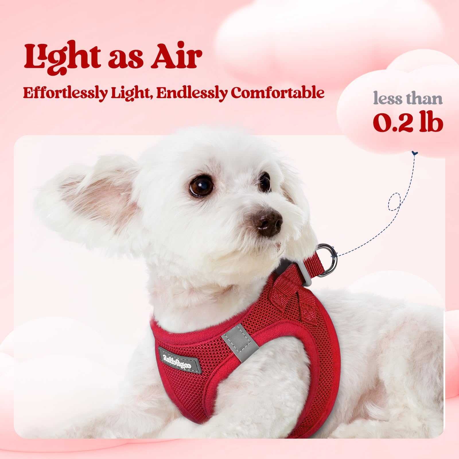 Rabbitgoo dog harness XXL red side view highlighting safety and visibility.