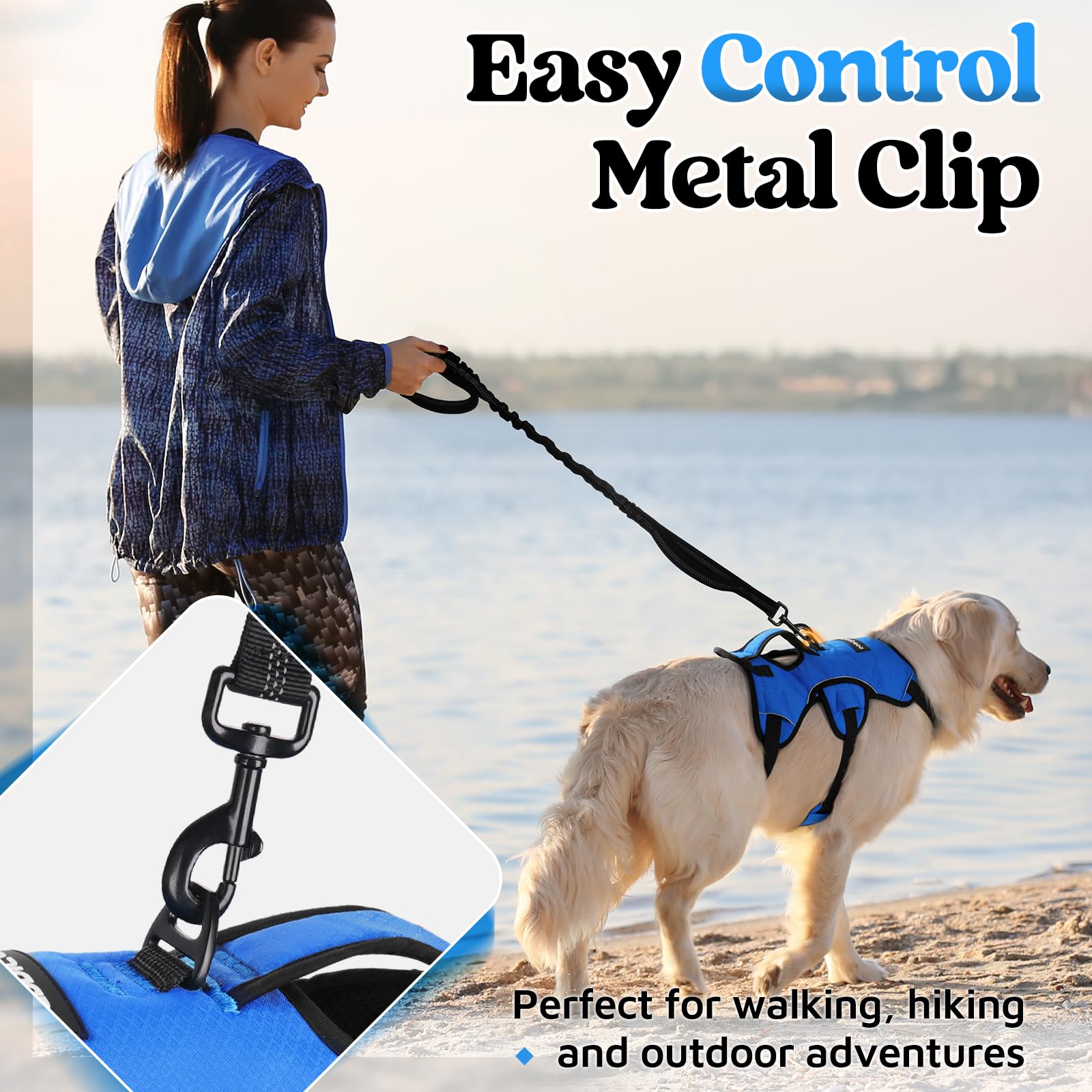Rabbitgoo breathable air mesh keeps large dogs comfortable during longer walks.