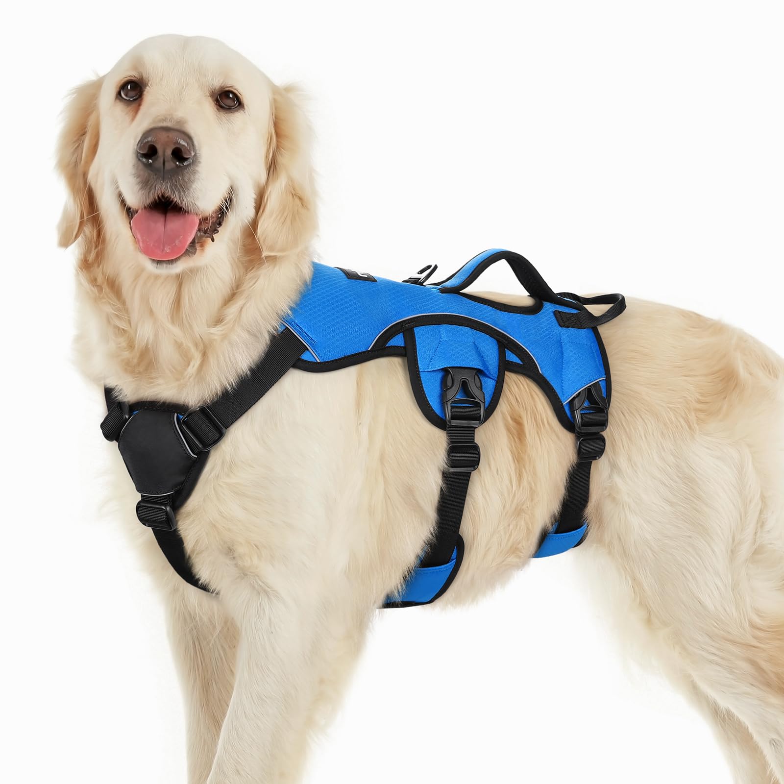 Rabbitgoo Escape Proof Harness with lift handle left view for obstacle navigation and control.
