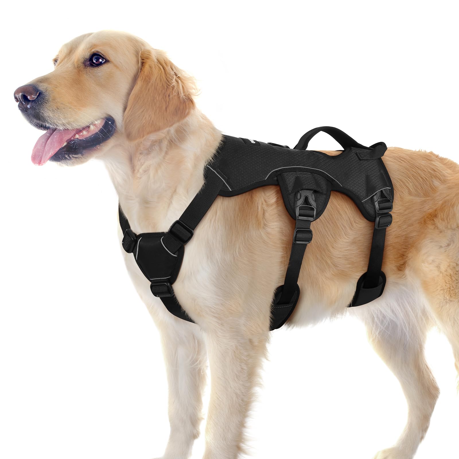 Rabbitgoo escape proof dog harness lift handle adds secure assistance during obstacle navigation.