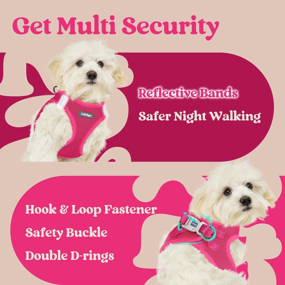 arnés rabbitgoo rose red para paseos nocturnos visibles.