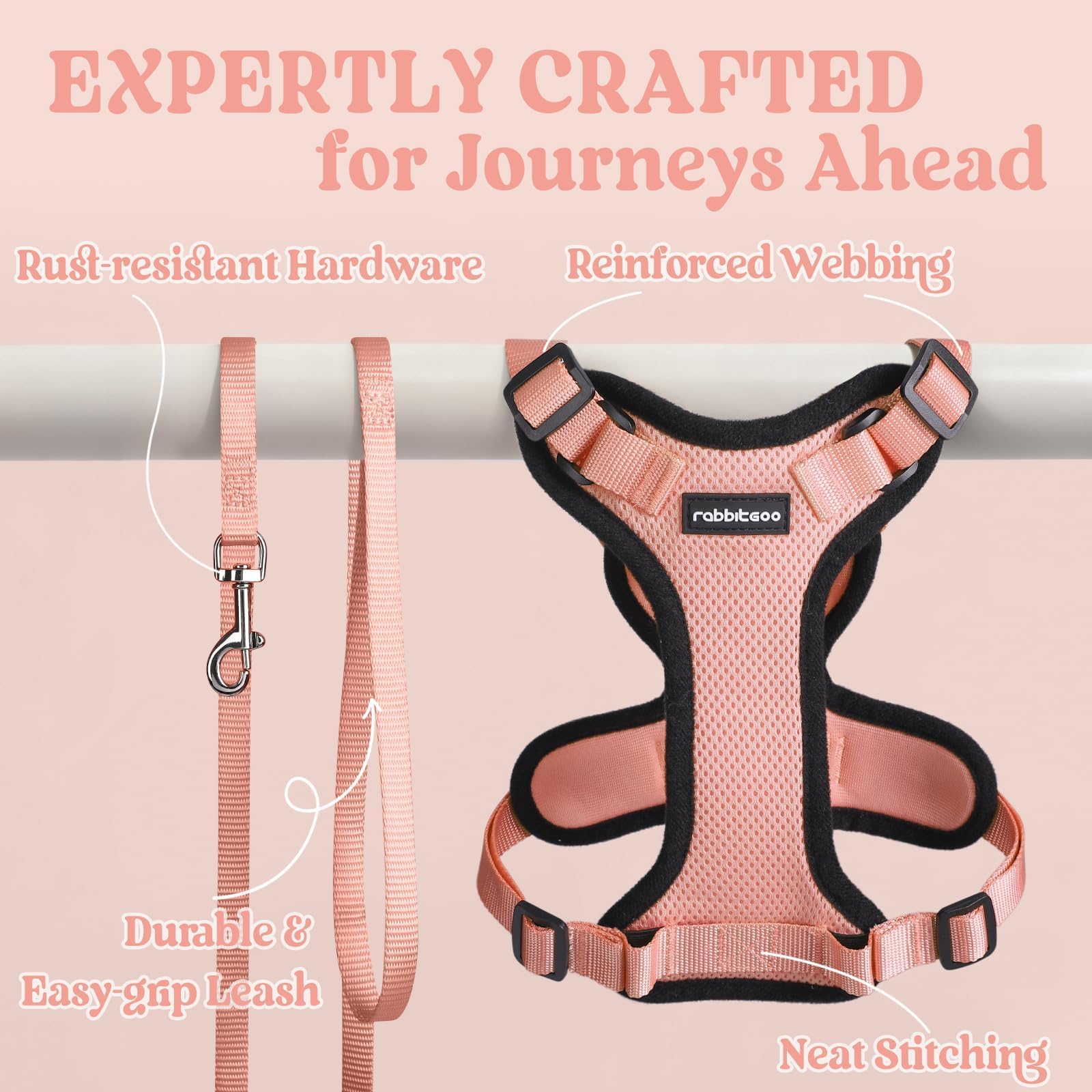 Rabbitgoo leash included, 4.9 ft for versatile walking control.