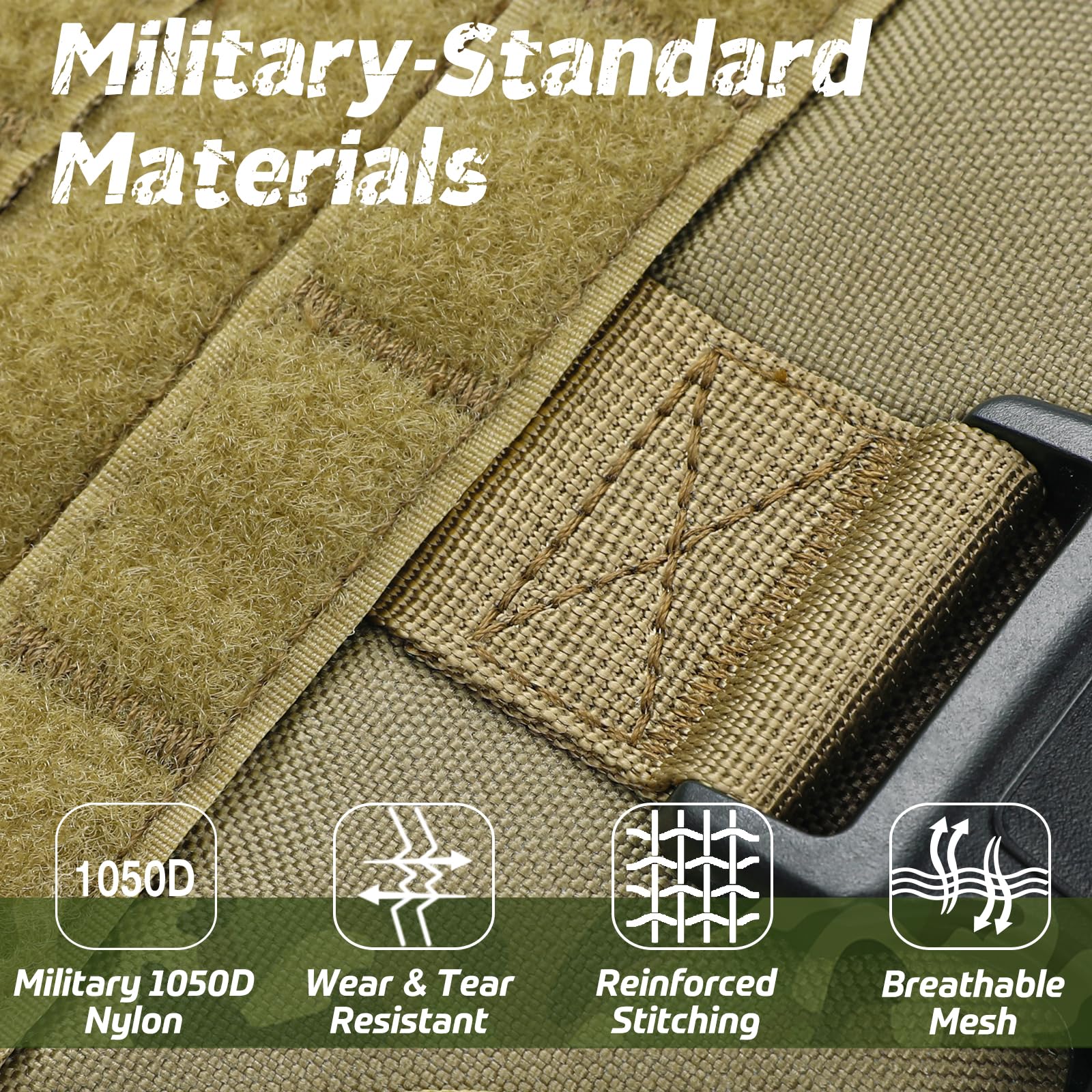 Rabbitgoo Molle side panels for pouches and gear.