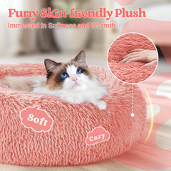 Rabbitgoo round donut bed raised rim supporting head and neck.